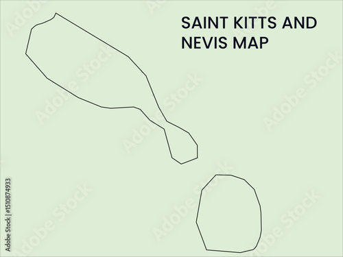 Map of Saint Kitts and Nevis, Saint Kitts and Nevis Map Vector Illustration.
