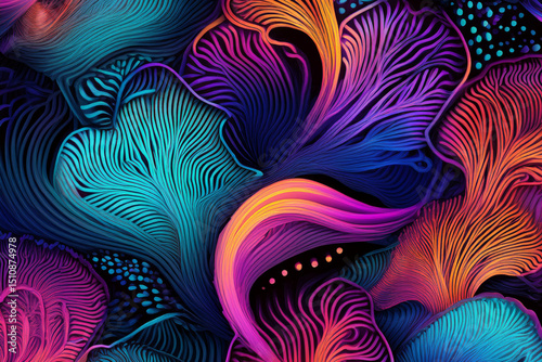 Digital Bloom: Abstract purple and multicolor Forms