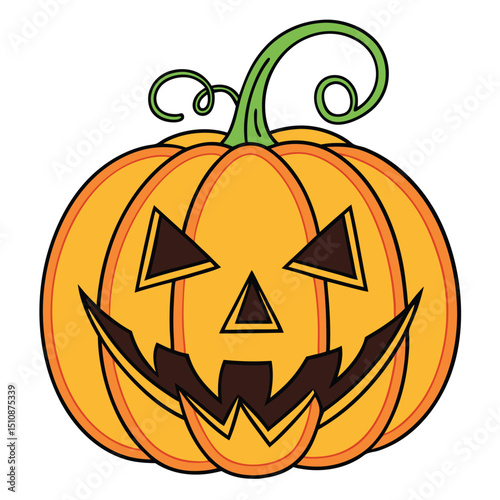 Smiling carved pumpkin jack o lantern halloween celebration illustration vector art