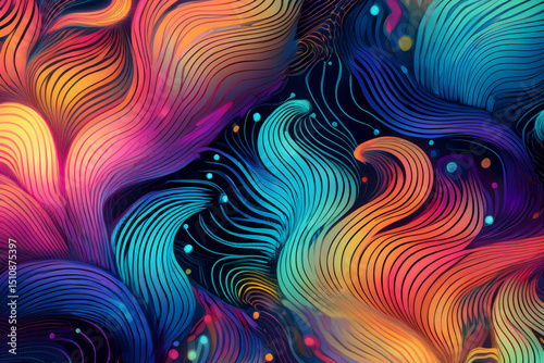 Fiery Orange and Teal Abstract Energy Swirls