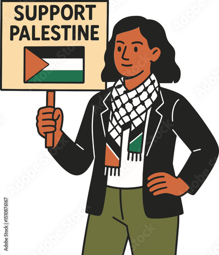 Woman holding board in support of social justice and human rights