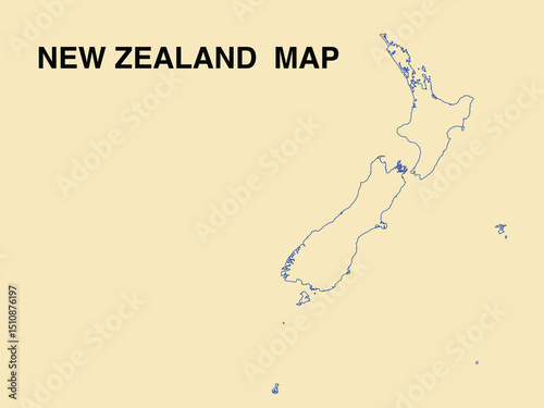 Map of New Zealand,  New Zealand Map Vector Illustration.	
