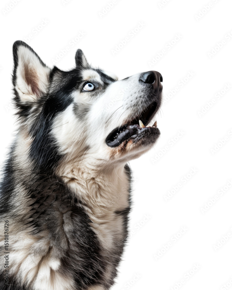 Fototapeta premium Siberian husky and Alaskan malamute dogs and puppies