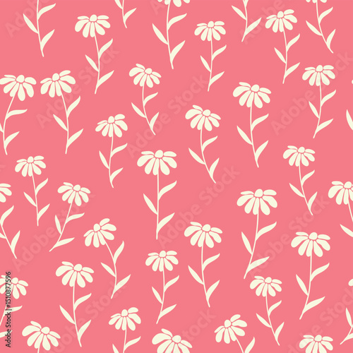 Decorative seamless vintage pattern in classic style with small flowers, ditsy. Silhouettes of flowers, bicolor ornament in pastel colors