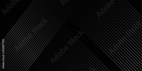 Black background with shiny diagonal lines wallpaper, Black and grey metallic abstract tech geometric linear background. color