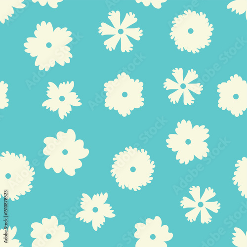 Vintage Decorative seamless pattern in classic style with small flowers, ditsy. Light silhouettes of flowers, two-color ornament shabby chic