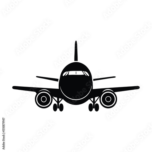 airplane silhouette, airplane isolated on white background, Aeroplane vector icon aircraft isolated symbol shape