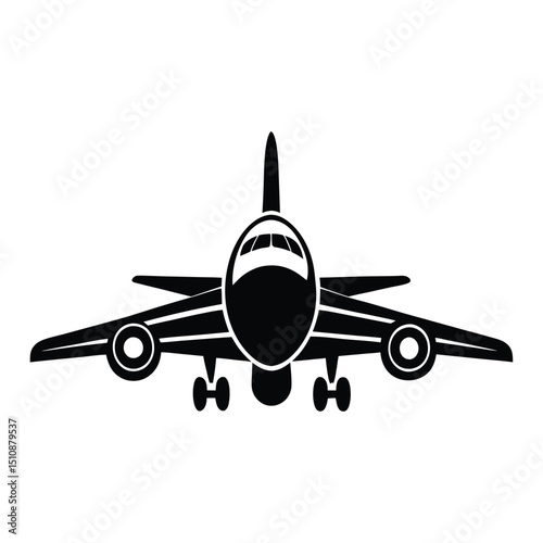 airplane silhouette, airplane isolated on white background, Aeroplane vector icon aircraft isolated symbol shape