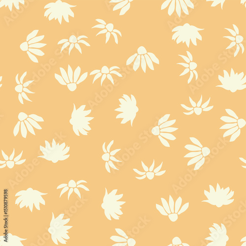 Decorative seamless vintage pattern in classic style with small flowers, ditsy. Silhouettes of flowers, Two-color ornament in pastel colors