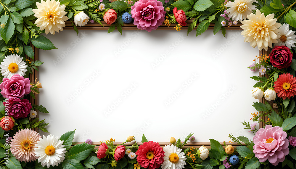 Fototapeta premium frame made of colorful flowers
