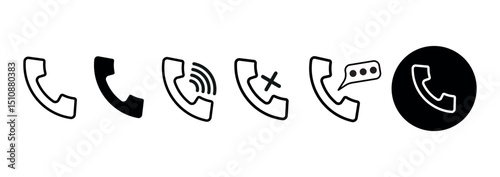 Phone icon set. mobile phone symbol set. calling , No Signal, talking. Telephone png and vector illustration on transparent background.
