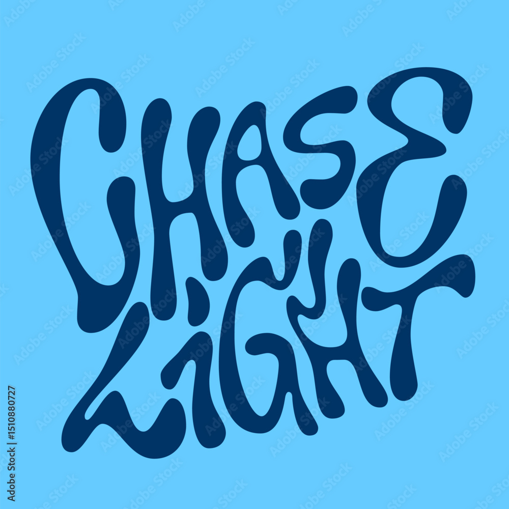 Obraz premium Chase Light. Playful lettering, organic typography that conveys a vibrant, energetic mood. The color palette blends deep blue against a soft blue background, evoking a sense of an active lifestyle.