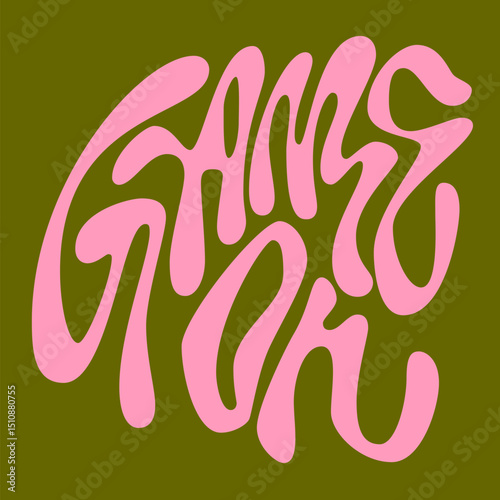 Game on. Typography in bold, organic lettering with a playful, fluid style. The mood conveys an active lifestyle, characterized by energetic vibes. Vibrant pink palette with an earthy olive background