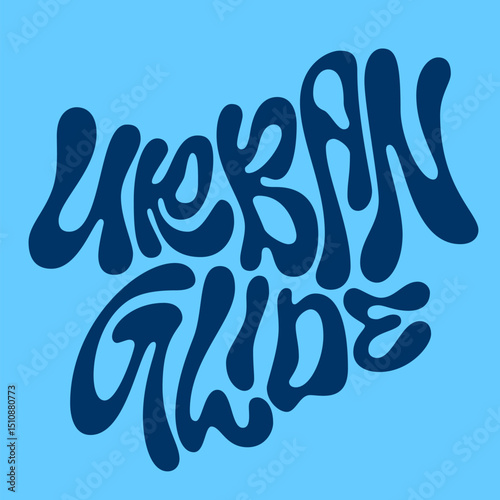 Urban Glide. Playful and bold typography, exuding an energetic and active urban lifestyle vibe. The color palette features a dynamic blue background with dark navy lettering.