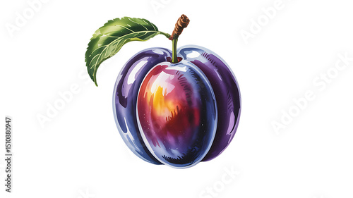 Vibrant Plum Illustration Juicy Fruit, Detailed Painting