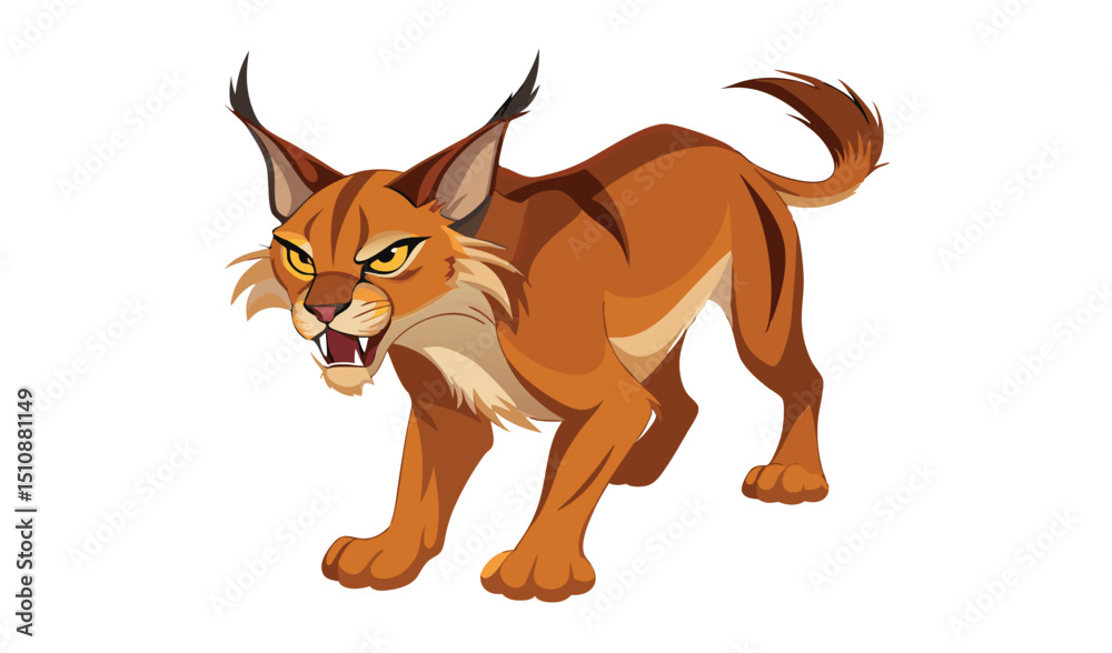 Fototapeta premium Aggressive caracal wild cat illustration