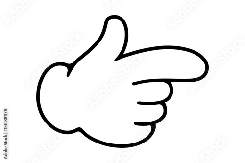 Pointing Hand Illustration. This image features a cartoon hand in a pointing gesture, outlined in black, and ready to direct attention toward a specific direction, this is perfect for highlighting.