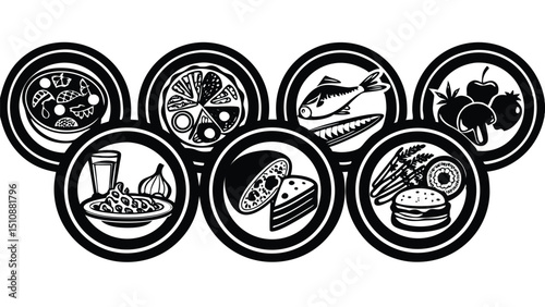 Vintage Easter egg hunt vector illustration set with round labels