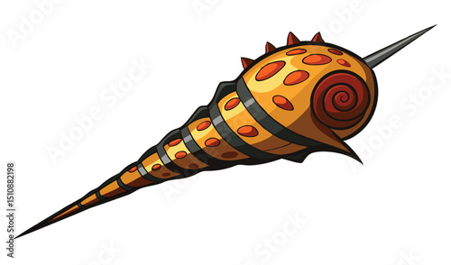 Stylized seashell weapon game asset illustration