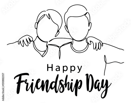 Happy Friendship Day illustration with two friends and text