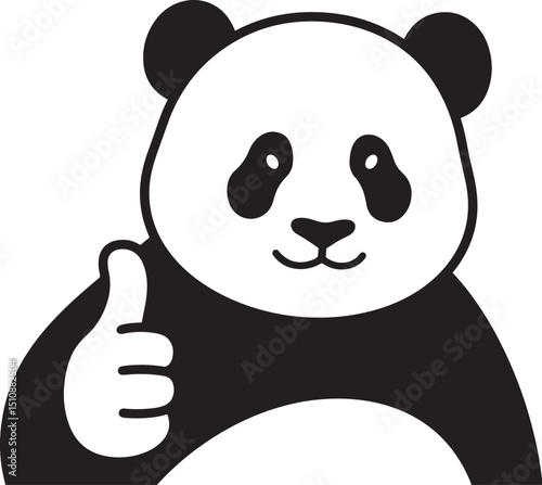 Panda giving thumbs up cartoon design, Positive panda gesture happy pose