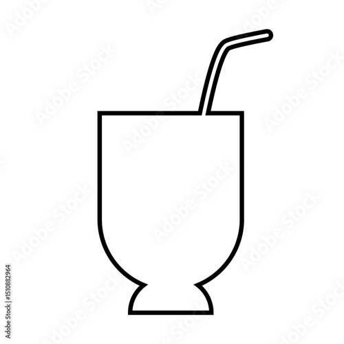 The icon of a glass with a drinking tube. Linear style design. Vector illustration