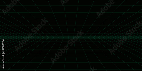 3d wireframe grid room. 3d perspective laser grid 16 9.. Cyberspace blue background with white mesh. Futuristic digital hallway space in virtual reality. Vector illustration.