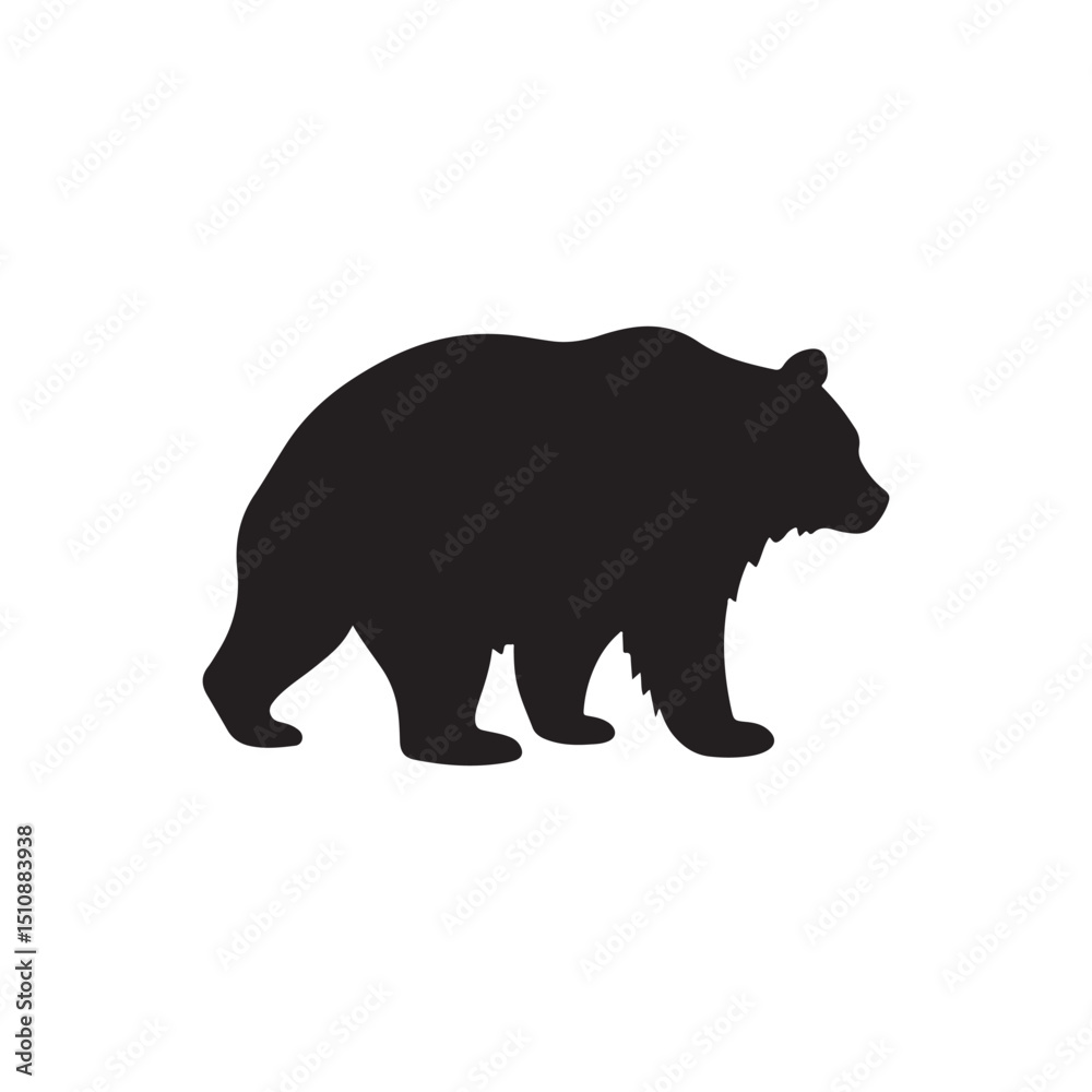 Fototapeta premium Bear silhouette vector image for design projects and educational resources, black bear walking illustration.