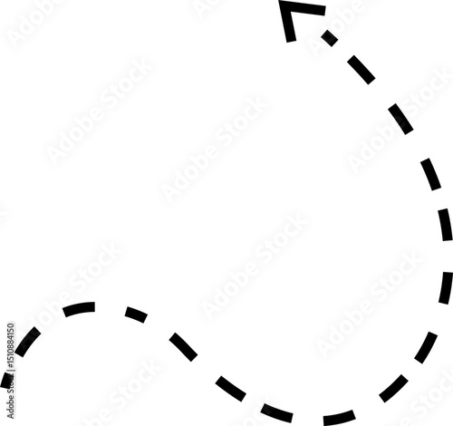 dot arrow icon. Hand drawn black dotted line doodle arrow, curve arrow vector. Sketch curved dashed arrows design isolated on transparent background. Direction shape for web and app.