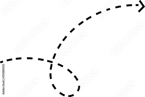dot arrow icon. Hand drawn black dotted line doodle arrow, curve arrow vector. Sketch curved dashed arrows design isolated on transparent background. Direction shape for web and app.