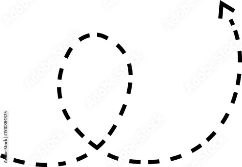 dot arrow icon. Hand drawn black dotted line doodle arrow, curve arrow vector. Sketch curved dashed arrows design isolated on transparent background. Direction shape for web and app.