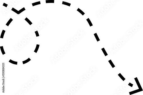 dot arrow icon. Hand drawn black dotted line doodle arrow, curve arrow vector. Sketch curved dashed arrows design isolated on transparent background. Direction shape for web and app.