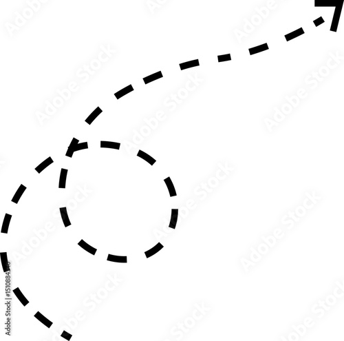 dot arrow icon. Hand drawn black dotted line doodle arrow, curve arrow vector. Sketch curved dashed arrows design isolated on transparent background. Direction shape for web and app.