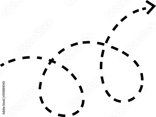 dot arrow icon. Hand drawn black dotted line doodle arrow, curve arrow vector. Sketch curved dashed arrows design isolated on transparent background. Direction shape for web and app.