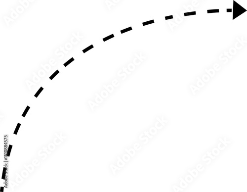 dot arrow icon. Hand drawn black dotted line doodle arrow, curve arrow vector. Sketch curved dashed arrows design isolated on transparent background. Direction shape for web and app.