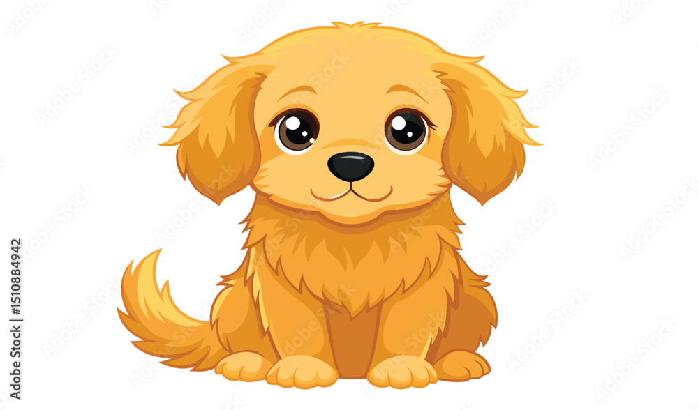 Obraz premium Adorable golden retriever puppy cartoon illustration