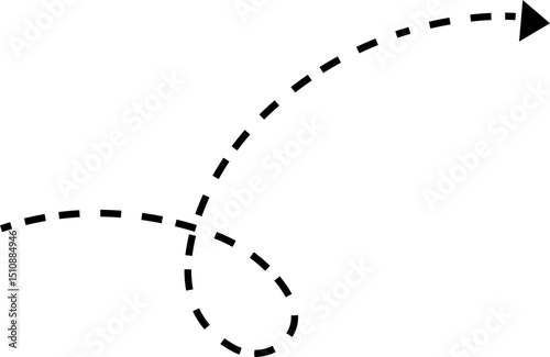 dot arrow icon. Hand drawn black dotted line doodle arrow, curve arrow vector. Sketch curved dashed arrows design isolated on transparent background. Direction shape for web and app.