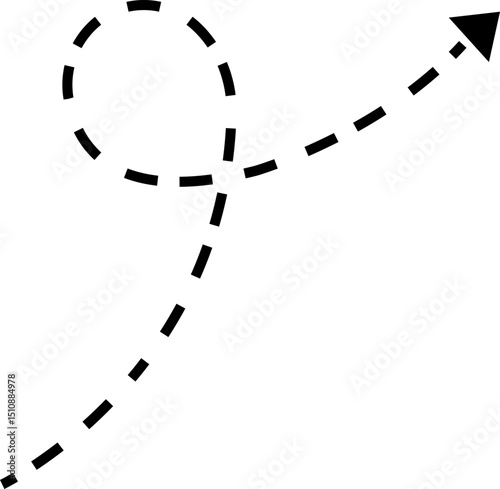 dot arrow icon. Hand drawn black dotted line doodle arrow, curve arrow vector. Sketch curved dashed arrows design isolated on transparent background. Direction shape for web and app.