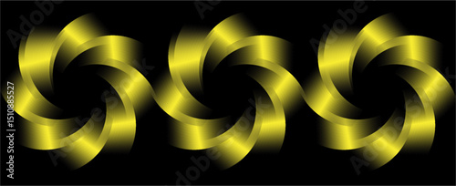 yellow bronze metal circle frames 3d vector realistic illustration. First, second and third place medals or buttons isolated on black background. Certified. Quality blank, empty badge set.