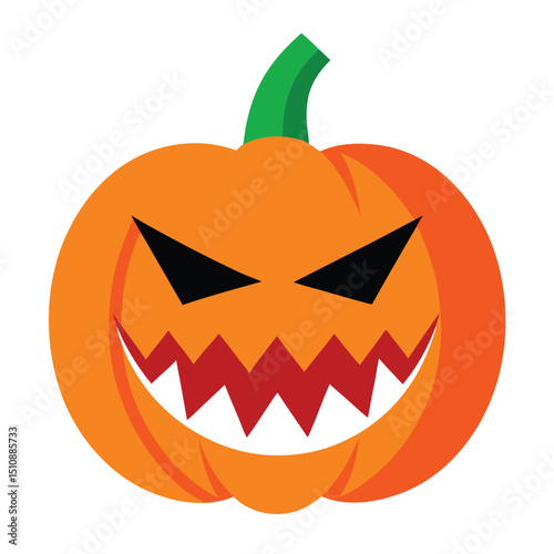 Vector illustration of a spooky carved jack o lantern pumpkin face for halloween celebrations.