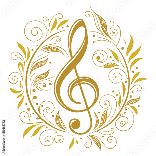 Golden treble clef with ornate flourishes