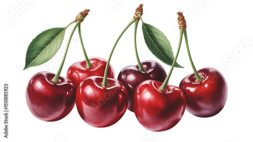 Luscious Red Cherries A Watercolor Illustration of Juicy Summer Fruit