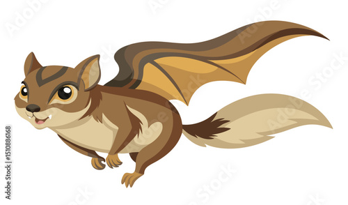 Cute cartoon flying squirrel with bat wings
