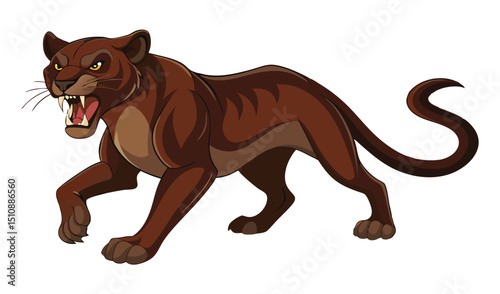 Aggressive brown panther illustration cartoon