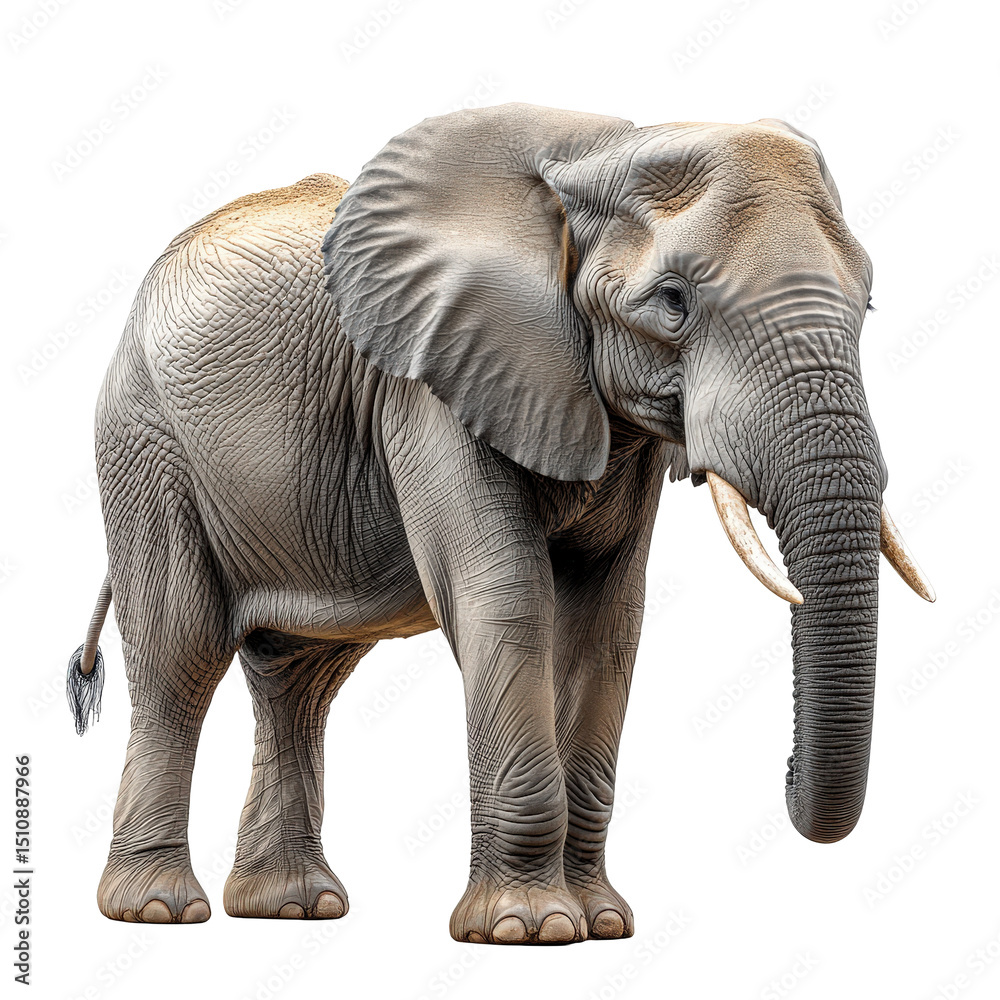 Fototapeta premium Captivating full body portrait of a majestic african elephant on dark backdrop