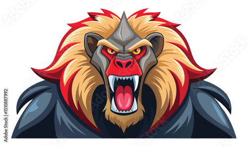 Wallpaper Mural Aggressive cartoon mandrill mascot head illustration Torontodigital.ca