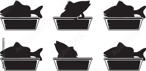 Dynamic Fish Silhouettes Elegant Swimming Poses for Marine Art and Wildlife