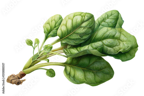 PNG Fresh green spinach leaves isolated on black background