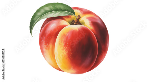 Vibrant Peach Illustration Juicy Summer Fruit Painting