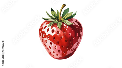 Vibrant Watercolor Illustration of a Single Strawberry